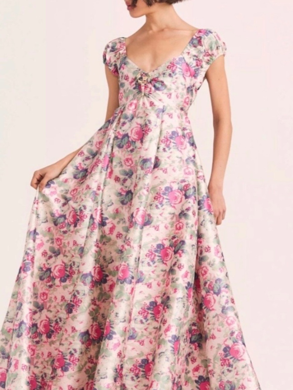 LoveShackFancy Pink Floral Maxi Dress